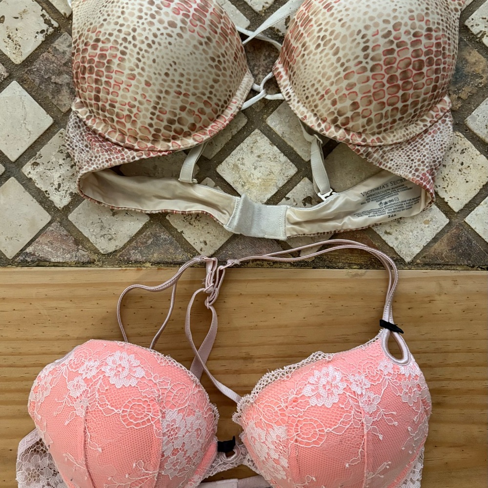 Victoria's Secret 34A Miraculous Plunge extreme push-up Bra Set Preowned